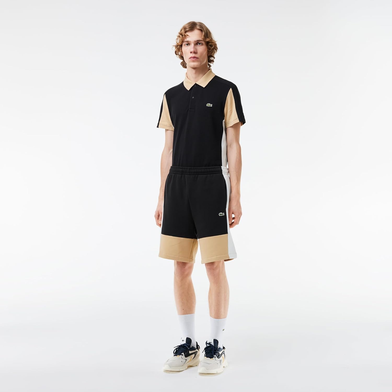 Шорты Lacoste, мужские, regular fit, с регулируемой талией, black/flour/croissant — фото 4
