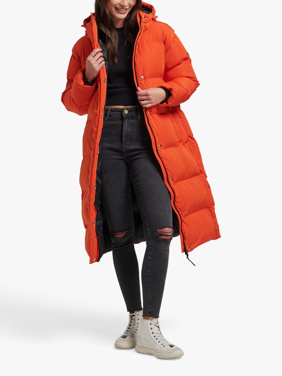

Длинный пуховик с капюшоном Superdry, Тыквенное пюре