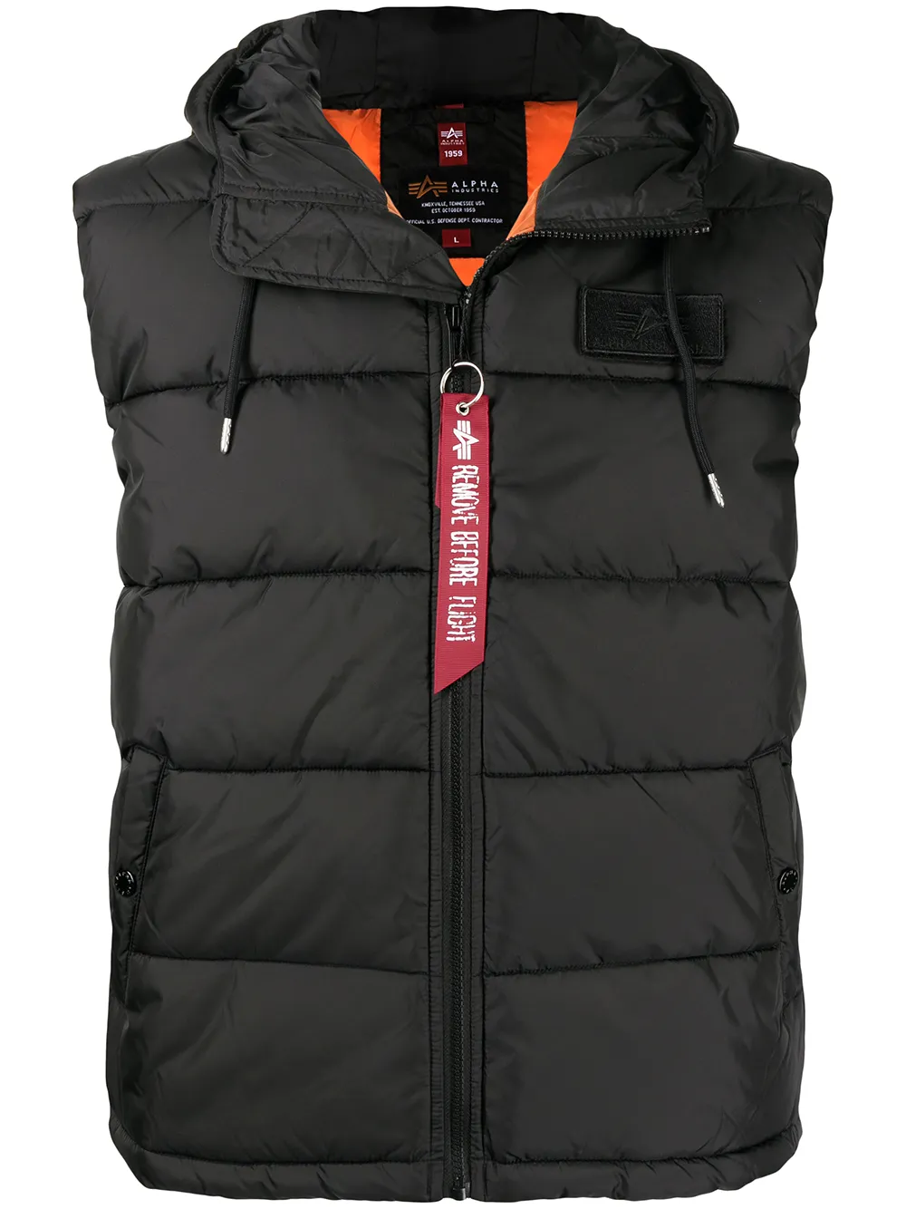 

Дутый жилет с нашивкой-логотипом Alpha Industries, черный