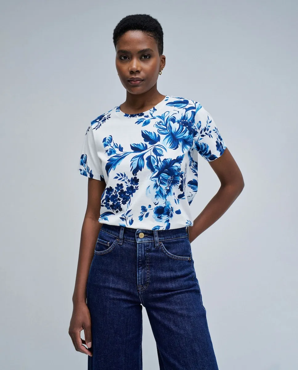 

Женская футболка с цветочным принтом Salsa Jeans, синий/белый