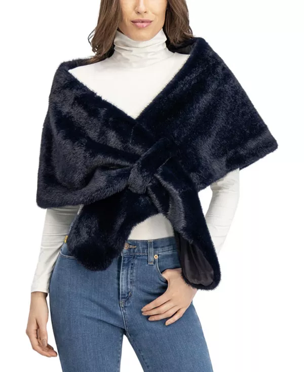 

Меховой шарф из искусственного меха норки Lyla Grant, синий