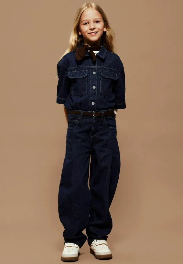 Джинсы свободного кроя с широкими штанинами Name It, Dark Blue Denim
