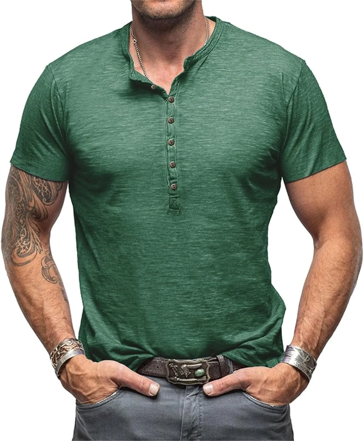 

Мужская футболка Henley с коротким рукавом NJNJGO