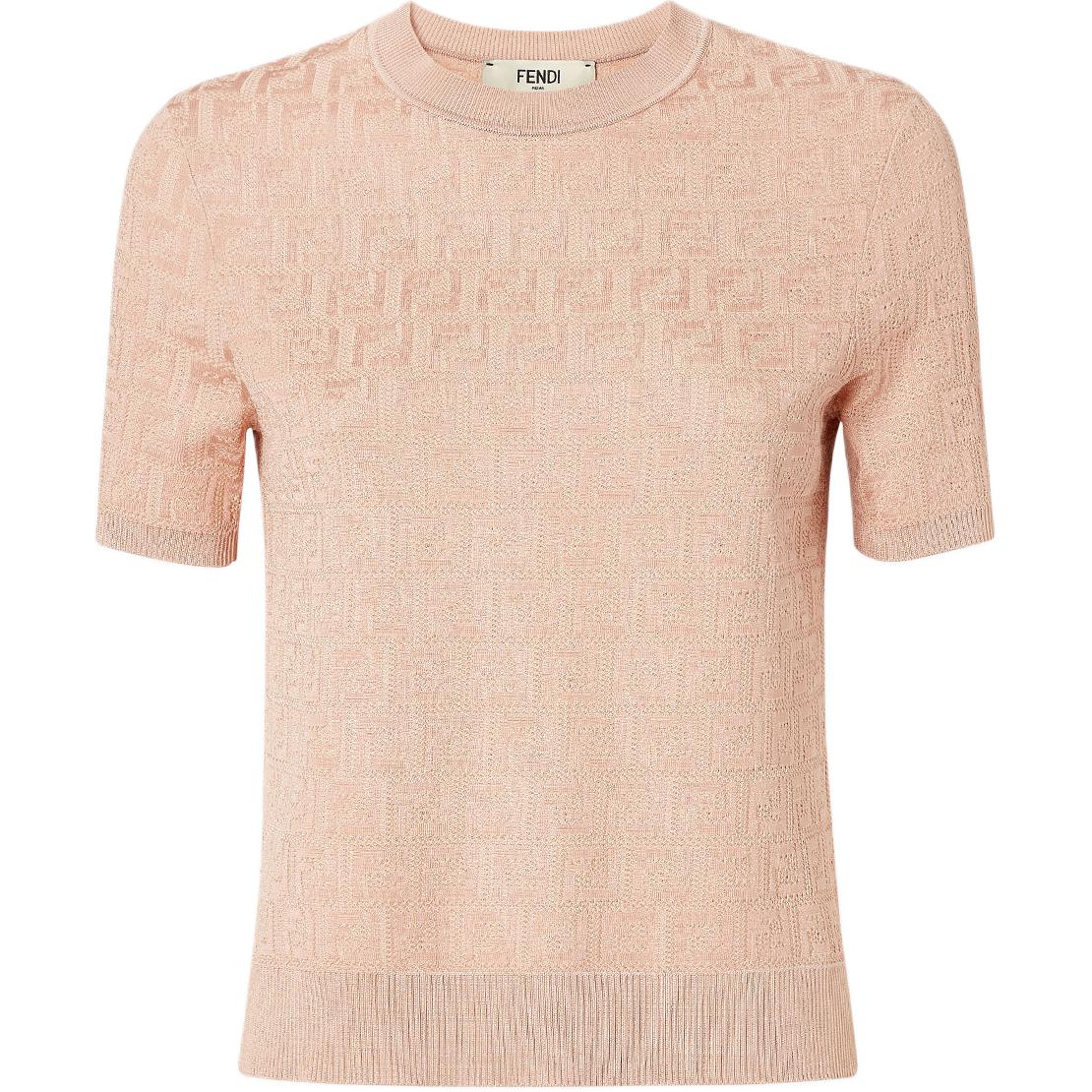 Топ Short Sleeved Crewneck Jumper FENDI, розовый — фото 3