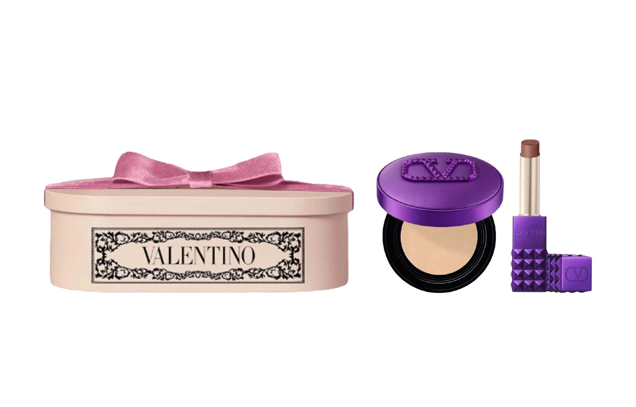 Valentino Wilderness Purple помада-воздушная подушечка набор для макияжа легко растушевывается натуральный — фото 2