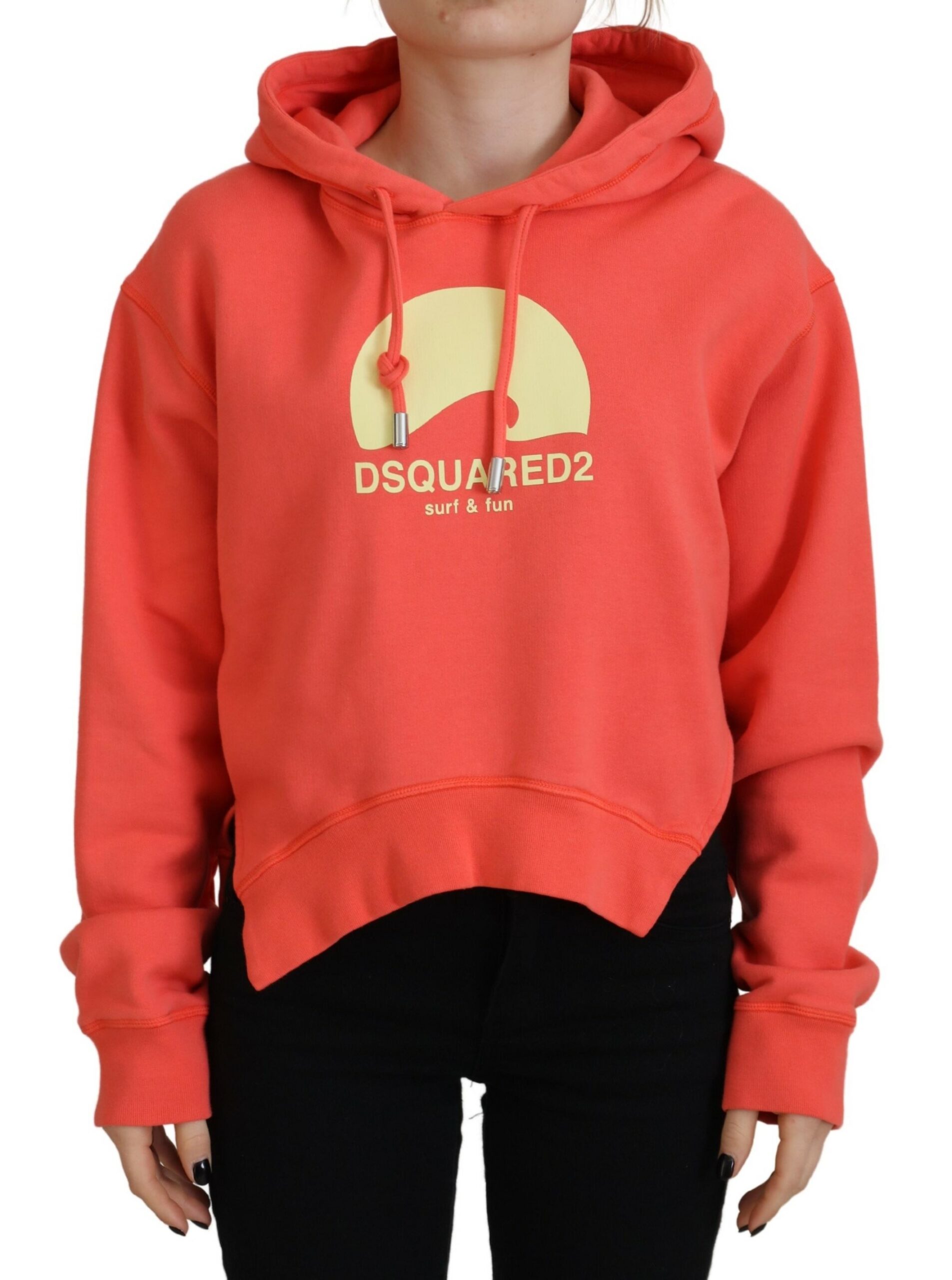 

Розовый хлопковый свитер с капюшоном и принтом логотипа Dsquared2