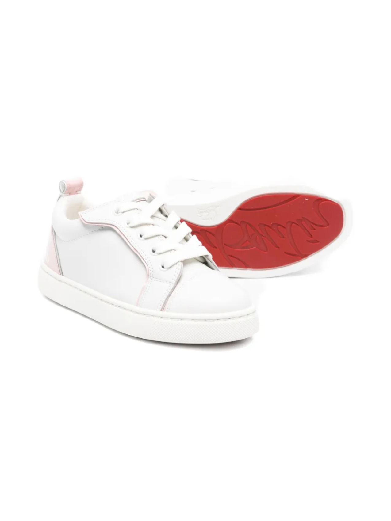 Детские кожаные кроссовки Christian Louboutin со шнуровкой и вставками Christian Louboutin Kids, белый — фото 2