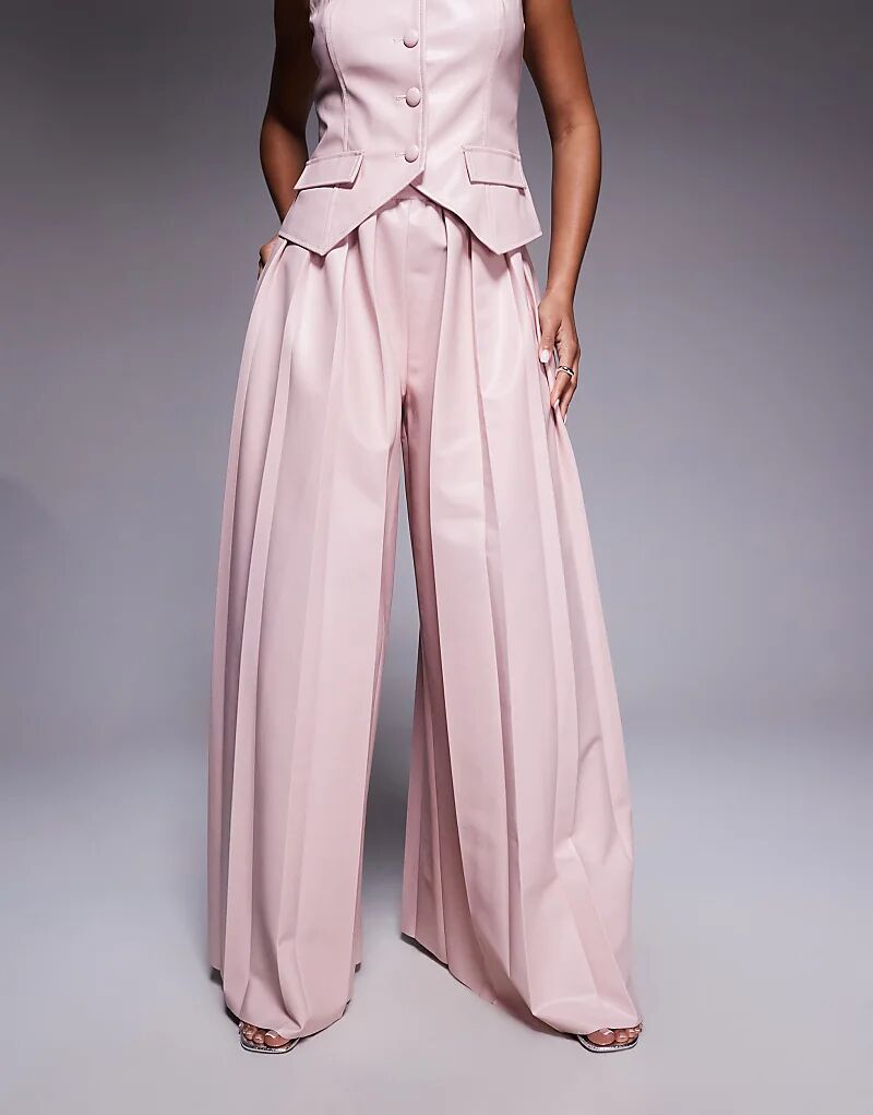 

Комбинезон из искусственной кожи ASOS LUXE со складками, цвет: темно-розовый