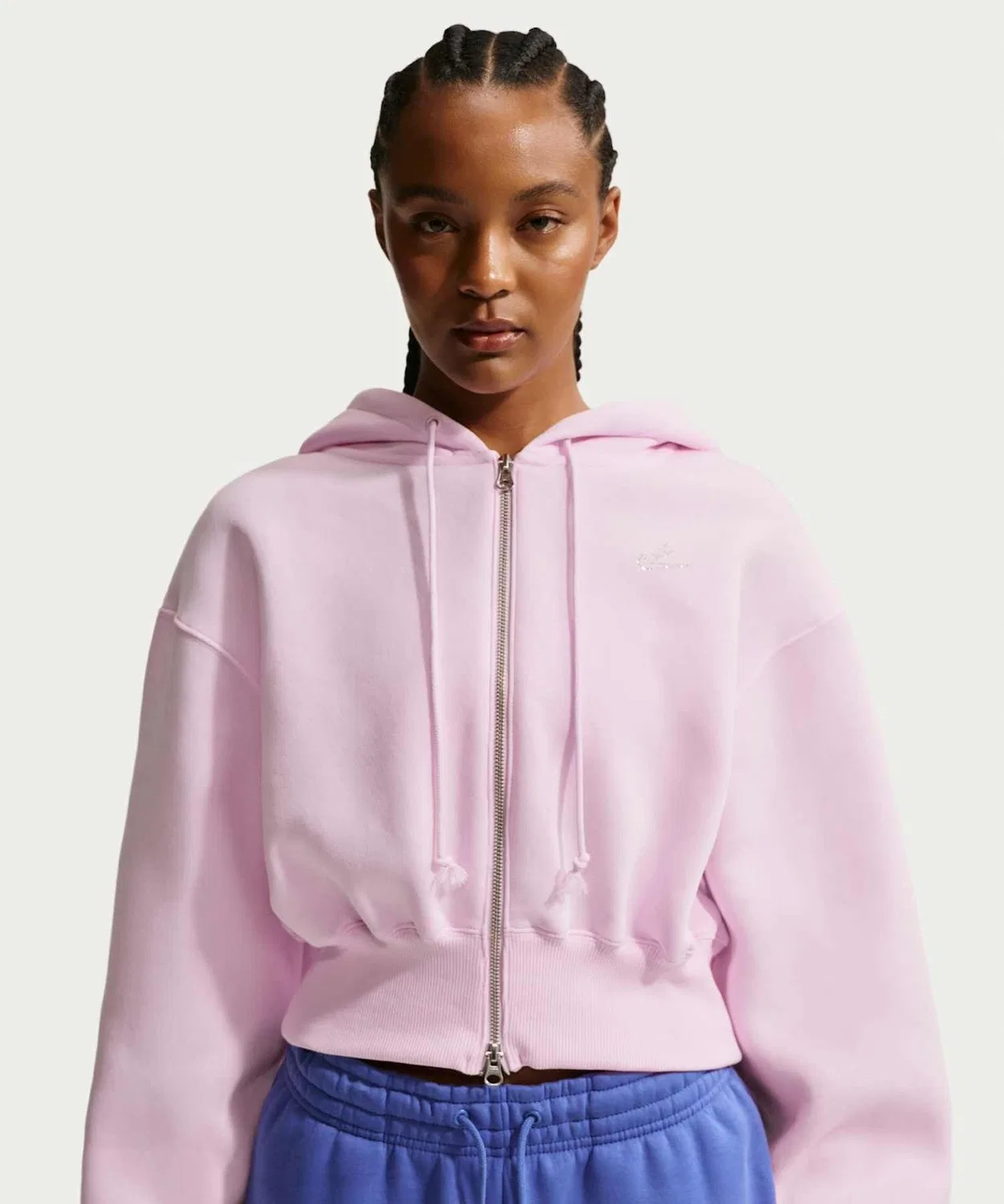 Женская куртка-худи Nike Sportswear Phoenix Fleece, свободный крой, укороченная, на молнии, розовая