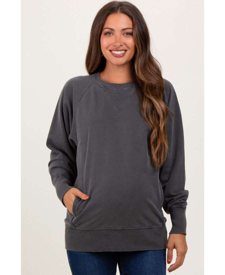 

Черный винтажный пуловер для беременных из французской махровой ткани Pinkblush, Charcoal grey