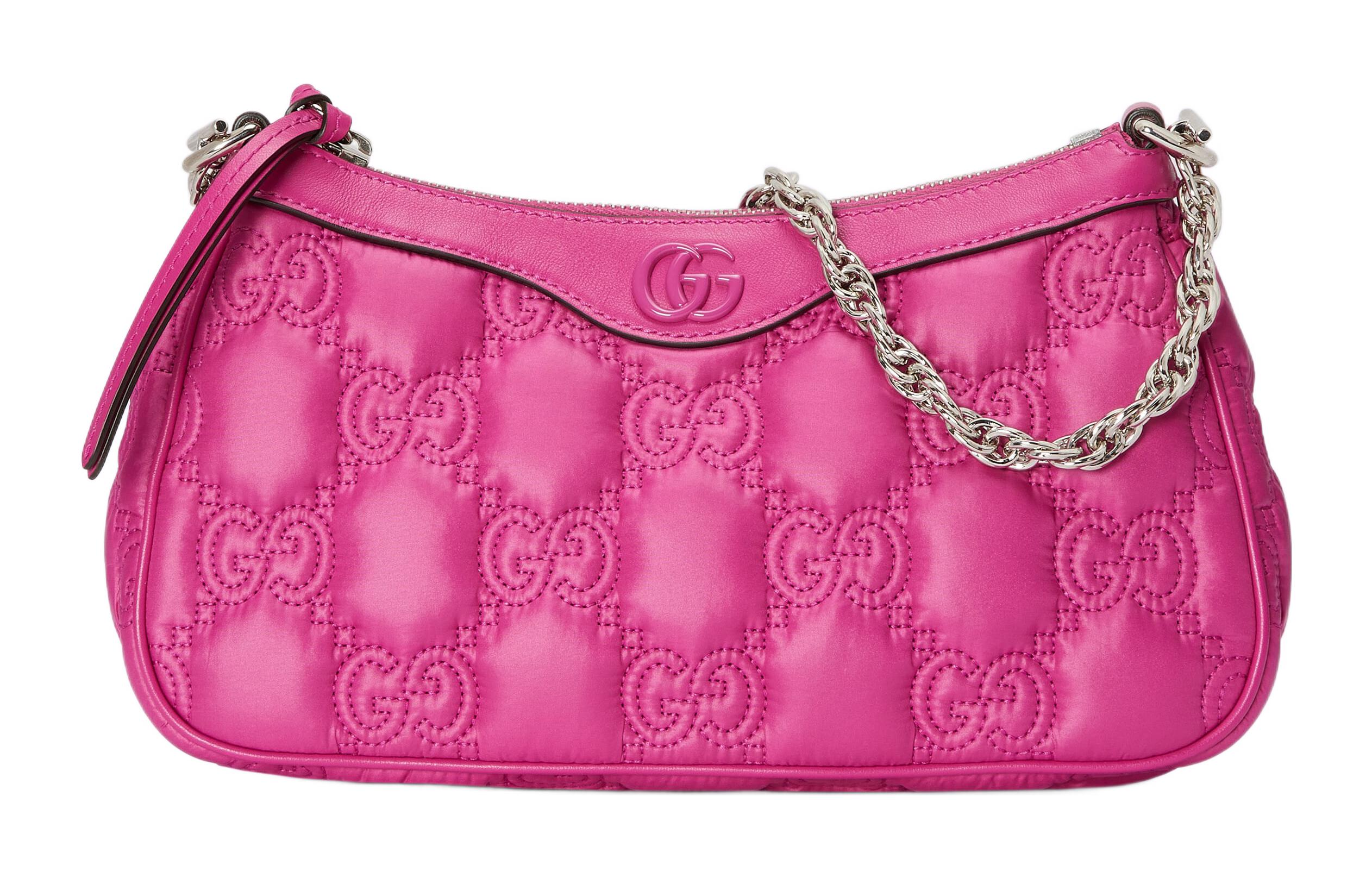 

Сумка-мешок через плечо GG Matelassé Leather Mahjong, женские сумки цвета фуксии GUCCI