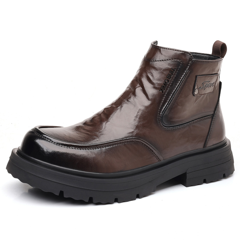 

XIMO BULL Мужские полусапожки с меховой подкладкой 3 см коричневые, цвет Brown Fleece-Lined