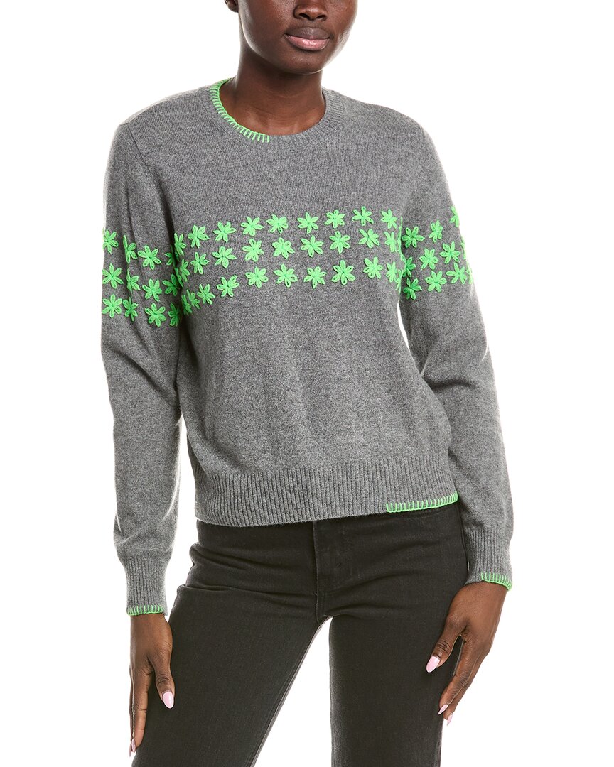 

Броде кашемировый свитер с цветочной вышивкой Brodie Cashmere, серый