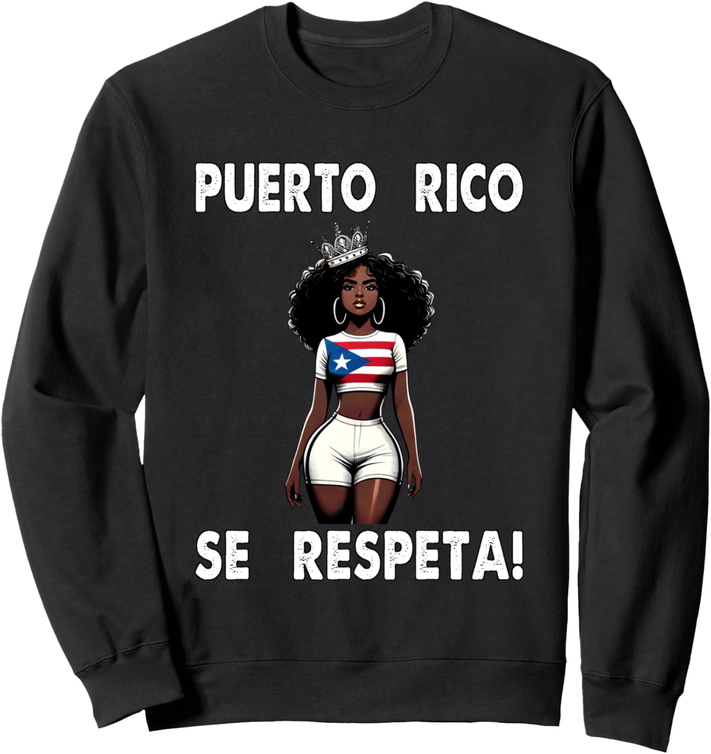 

Толстовка с флагом Puerto Rico Se Respeta Afro Boricua Queen PR Puerto Rico Se Respeta Collection, More Here, черный