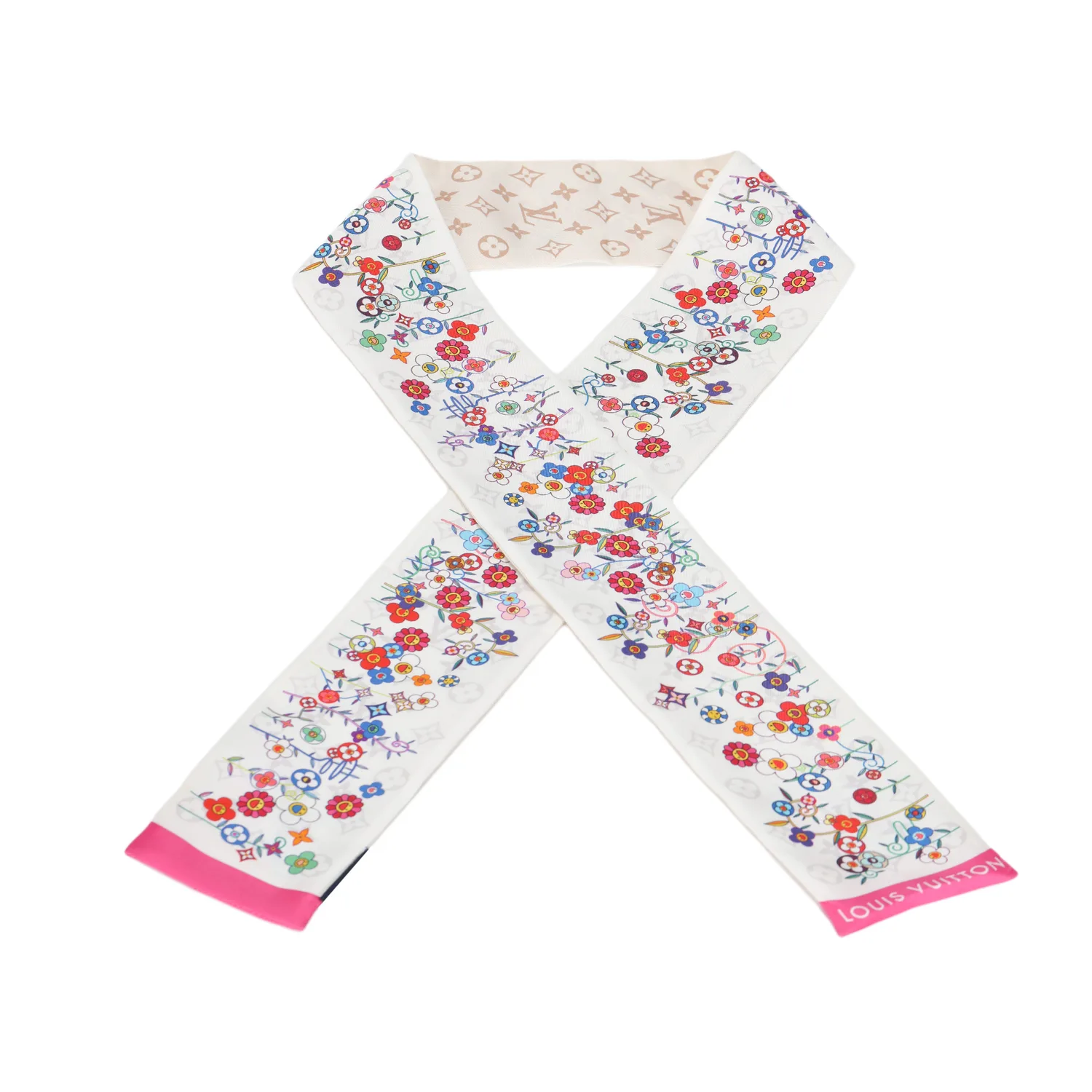 LOUIS VUITTON X Takashi Murakami Superflat Monogram бандана, белый — фото 2