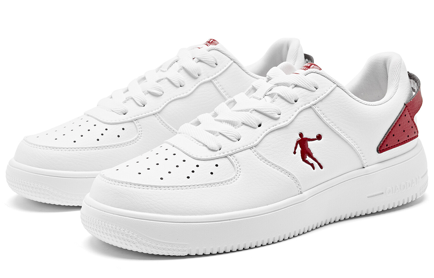 Кроссовки QIAODAN Skateboarding Shoes Men Low-top  White Iron Red, красный — фото 3