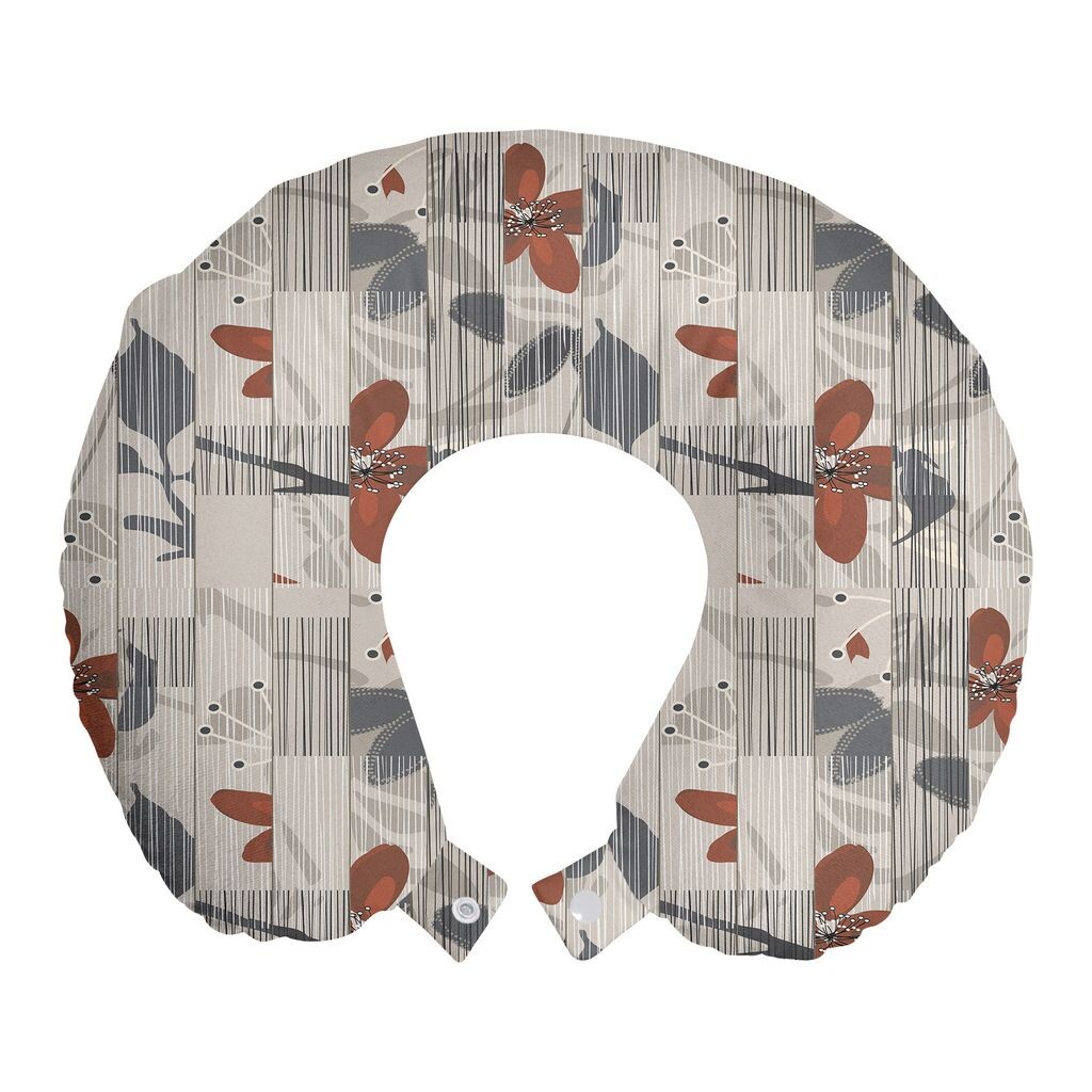 

ABAKUHAUS Абстрактная дорожная подушка для шеи, Цветущие весенние растения, Пенопластовые дорожные принадлежности для самолета и автомобиля, 30x30 см, Темно-серо-коричневый рубин