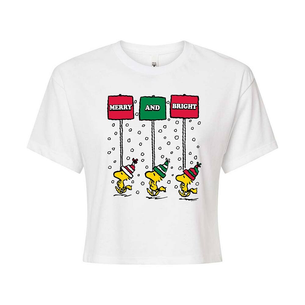 

Укороченная футболка Peanuts Woodstock для юниоров Merry & Bright Licensed Character, белый