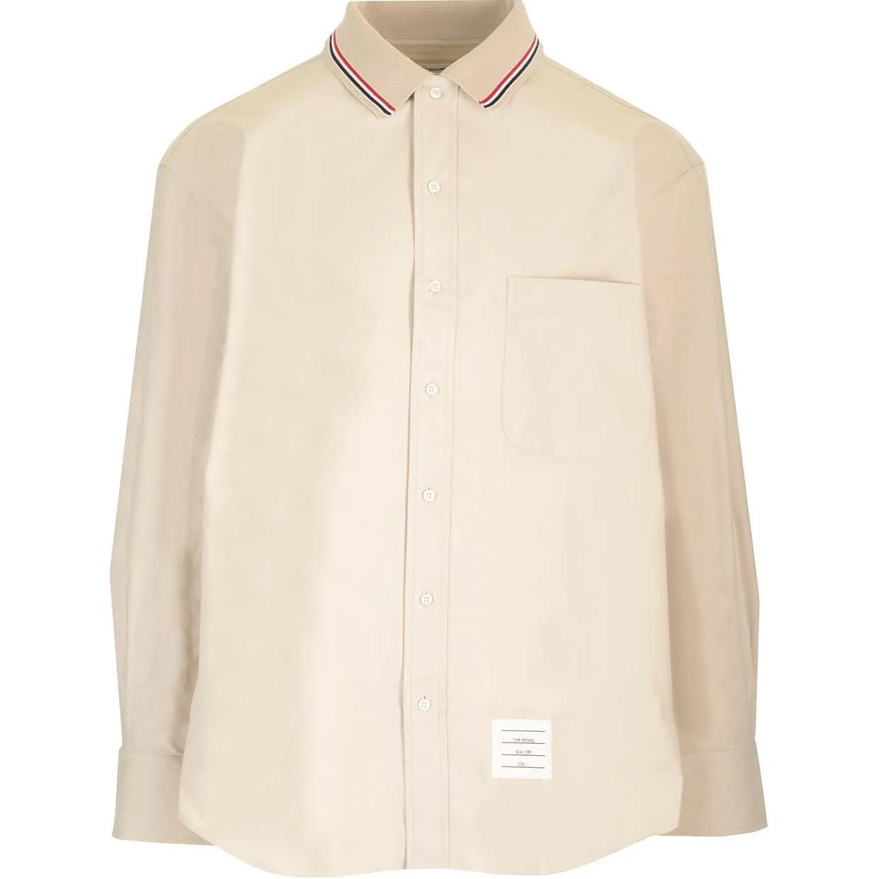 

Рубашка с полосками и асимметричным подолом Rwb THOM BROWNE, бежевый