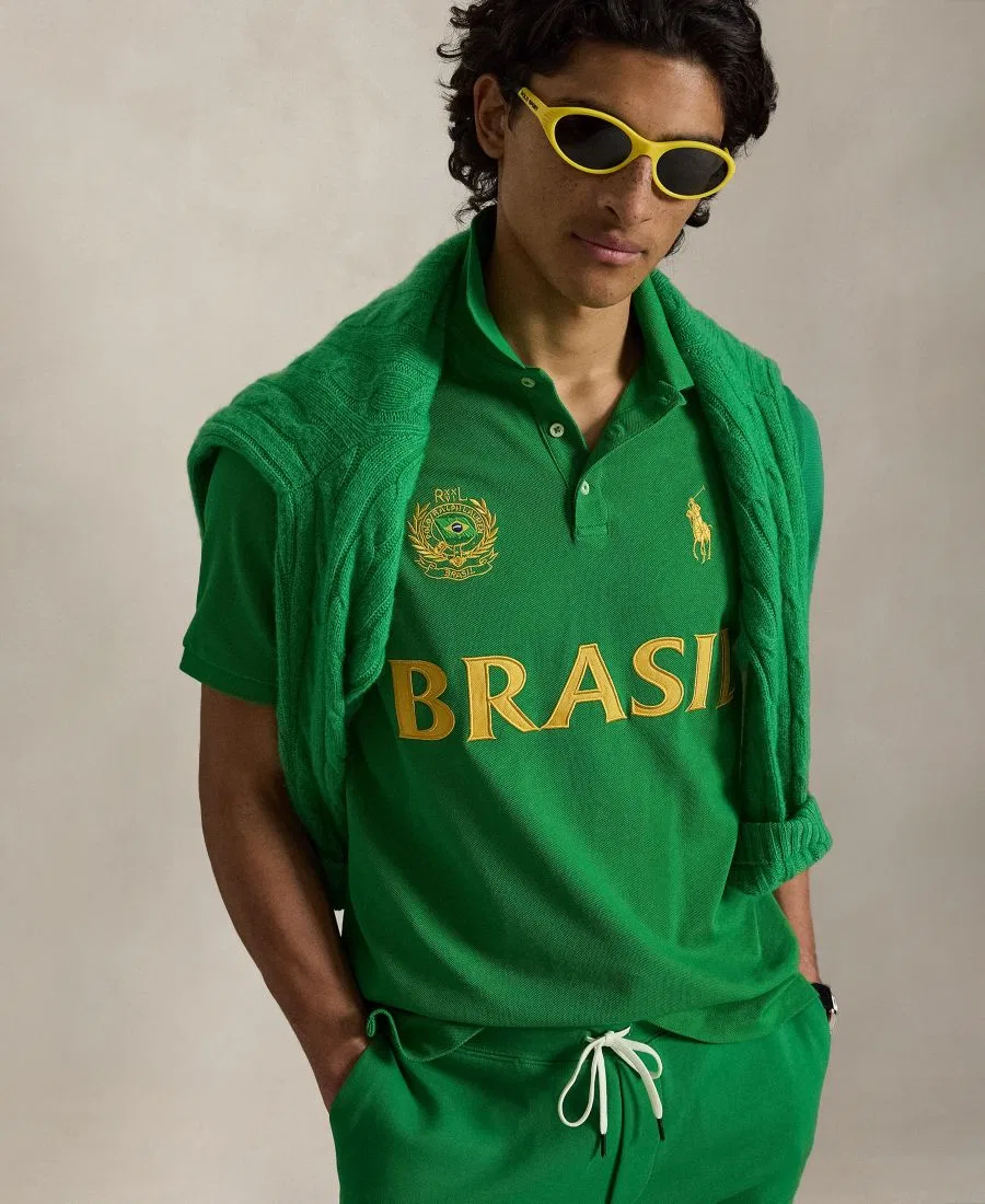 Мужская классическая рубашка-поло Brazil Polo Ralph Lauren, зеленый — фото 3