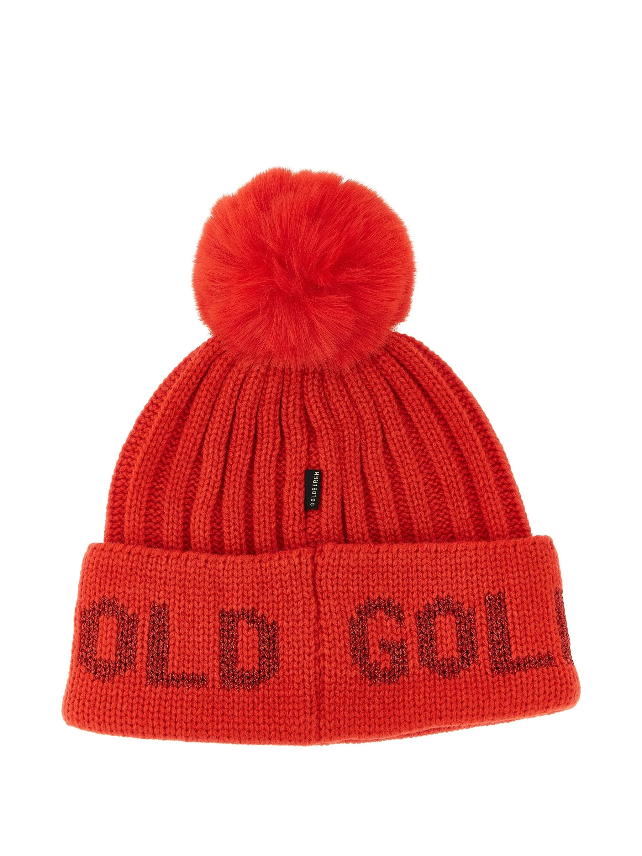 

Шапка бини в рубчик с помпоном Goldbergh, красный
