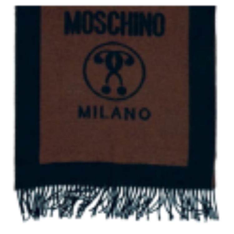 

MOSCHINO Шерстяный вязаный шарф унисекс коричневого цвета