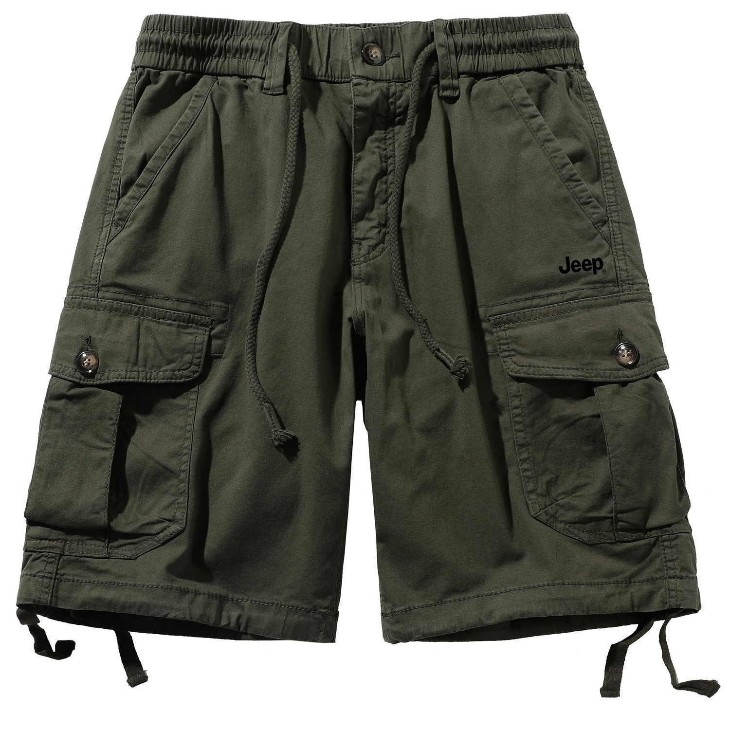 

Повседневные уличные прямые карго-шорты унисекс с несколькими карманами Jeep, зеленый