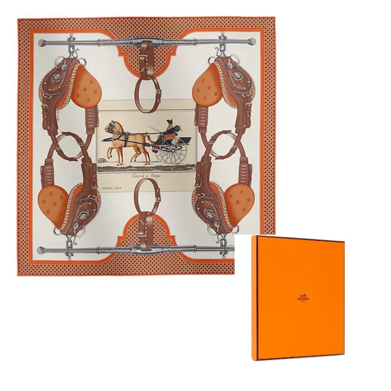 

HERMES Шёлковый шарф Mulberry Silk женский оранжево-коричневый, Orange Brown