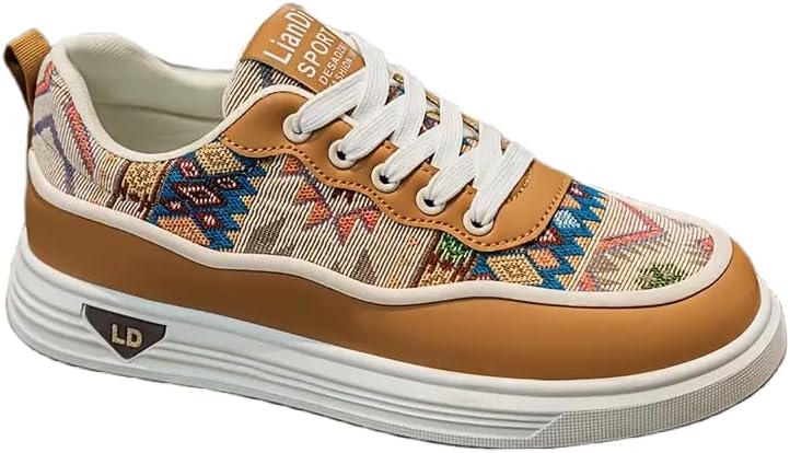 

Мужские повседневные кроссовки в винтажном стиле - синий и белый геометрический узор, низкие шнурованные обувь с искусственной поверхностью, подошва из ПВХ, стелька из ЭВА и текстильная подкладка для комфорта в течение всего дня Clolinde