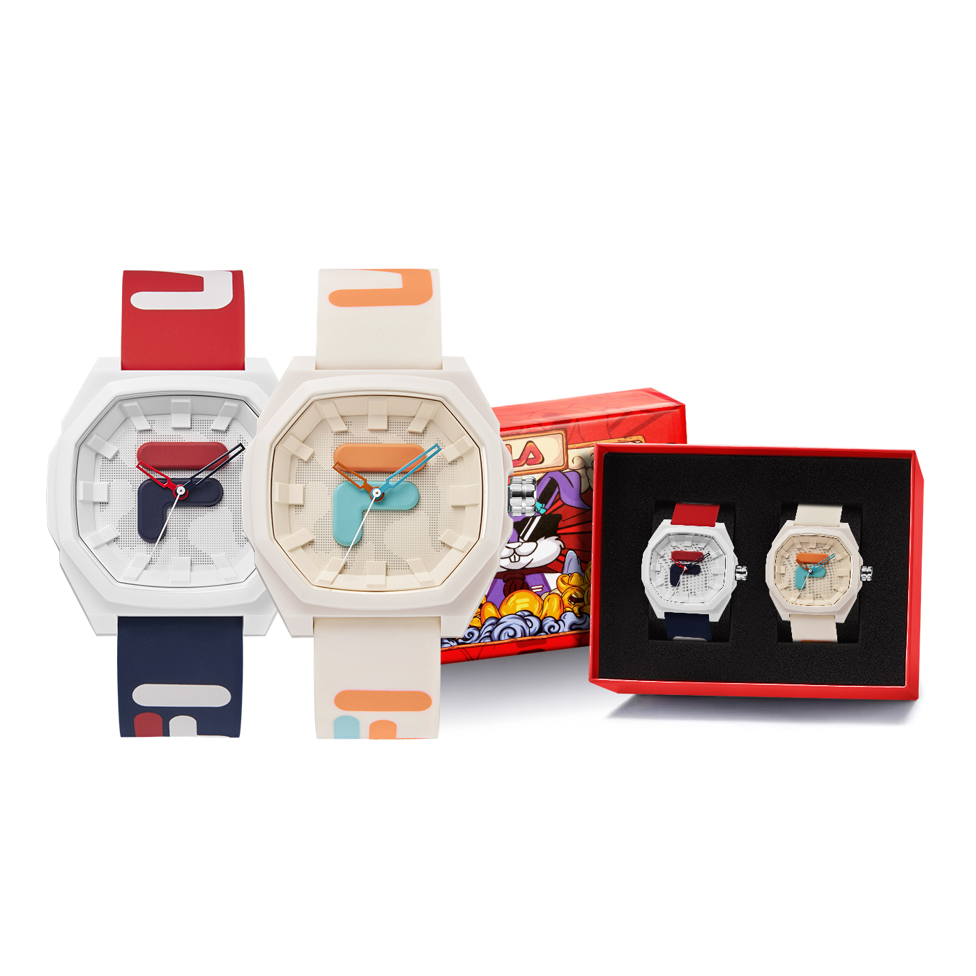 

FILA Часы 6105 Collection Wrist Watch Quartz Movement Silicone Strap 44mm Beige Watch Dial Unisex