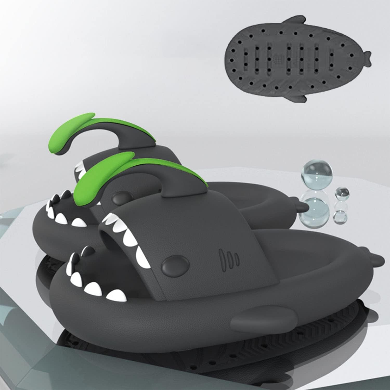 Шлепанцы Cloud Shark, шлепанцы Galaxy Shark, светящиеся в темноте, шлепанцы Galaxy Shark с блестками, шлепанцы Shark, нескользящие шлепанцы-подушки Shark для женщин и мужчин Spacebuyer — фото 4
