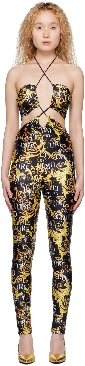 

Черный комбинезон с принтом Черный/Золотой Versace Jeans Couture