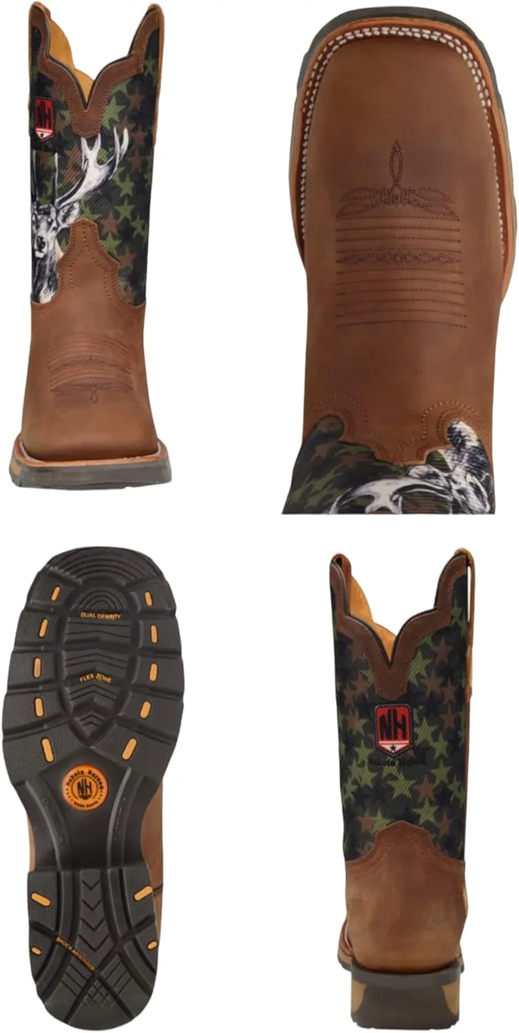 Мужские премиальные сапоги KING USA TEXAS NK Hunter Shell Western из натуральной кожи с квадратным носком для охоты, родео, ранчо и работы ковбоя — фото 2