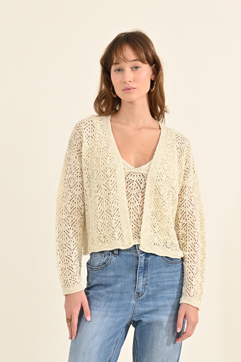 

Женский кардиган с длинными рукавами из смесовой вязки. Molly Bracken, белый