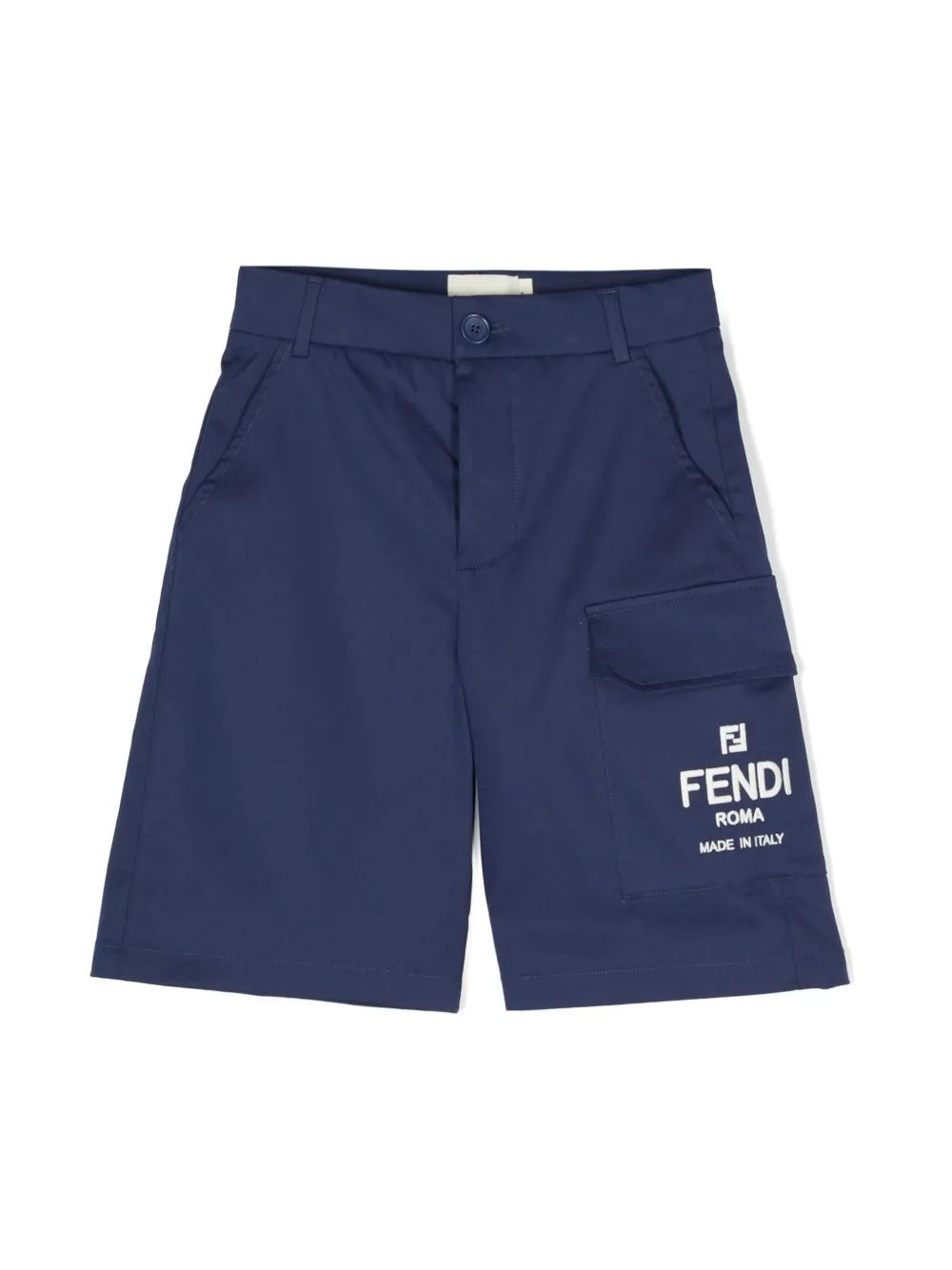 

Шорты с вышитым логотипом FENDI KIDS, синий