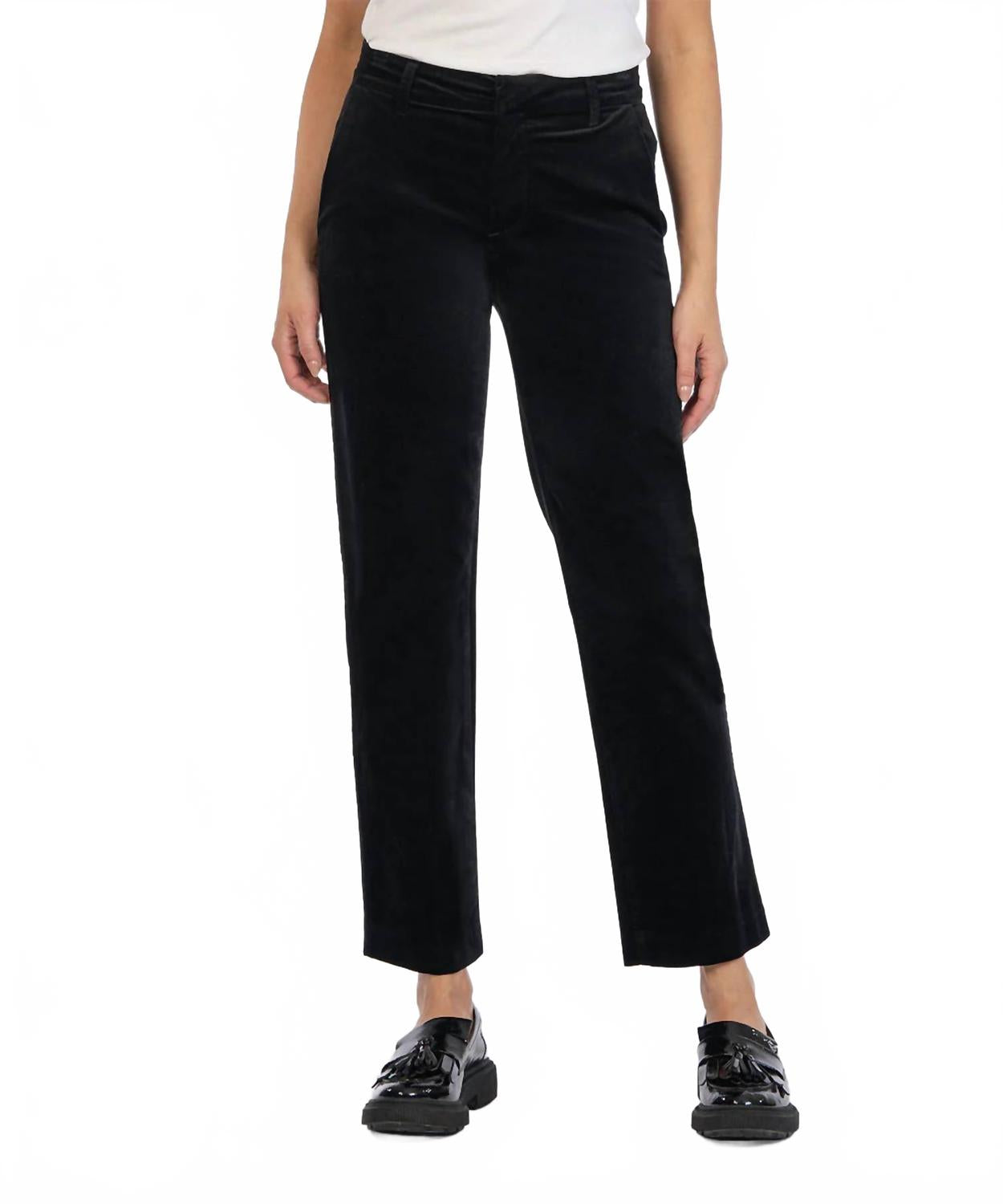 

Эластичные бархатные брюки Elizabeth с высокой посадкой в черном цвете KUT FROM THE KLOTH