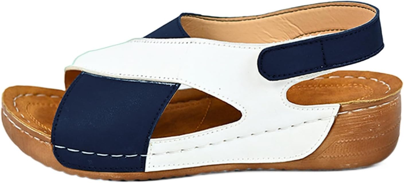 

Ортопедические сандалии для женщин, элегантные на платформе с танкеткой, повседневные сандалии с разноцветными элементами, открытым носком, перекрещивающимися ремешками, без застежки, летние пляжные сандалии с удобной поддержкой свода стопы Gene...