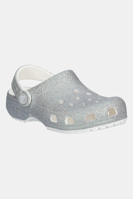 

Классические детские блестящие глиттерные шлепанцы CLASSIC IRIDESCENT GLITTER CLOG KIDS Crocs, серебряный