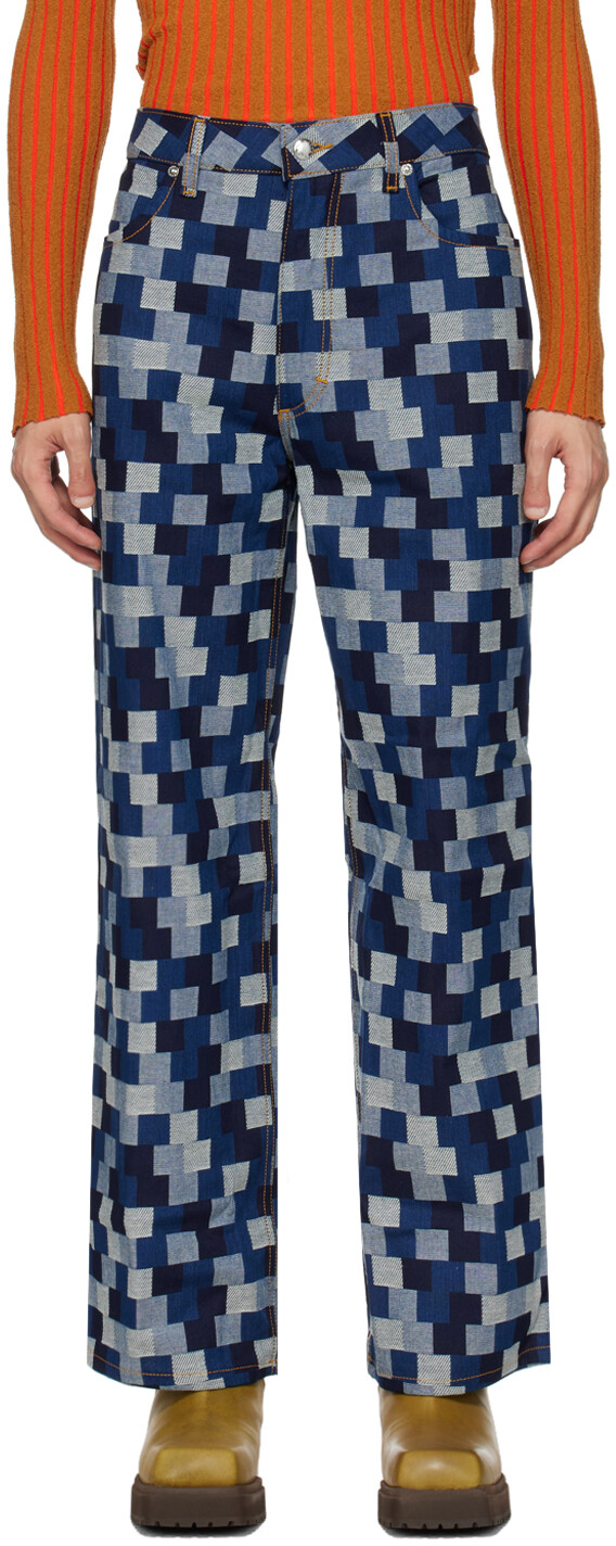 

Эксклюзивные синие джинсы Eckhaus Latta SSENSE