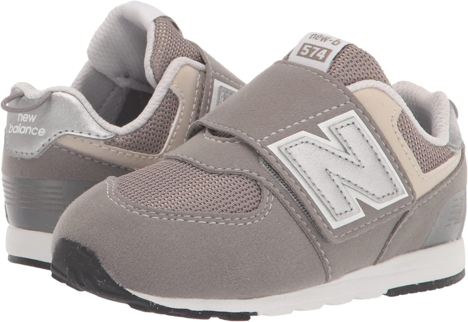 

Кроссовки 574 New-B Hook-and-Loop New Balance, цвет Rain Cloud/Silver Metallic