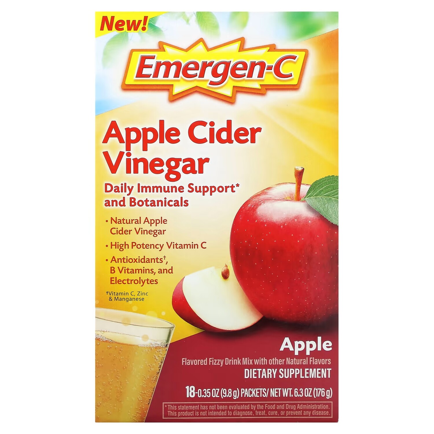 

Яблочный уксус Emergen-C яблоко, 18 пакетов по 9,8 г