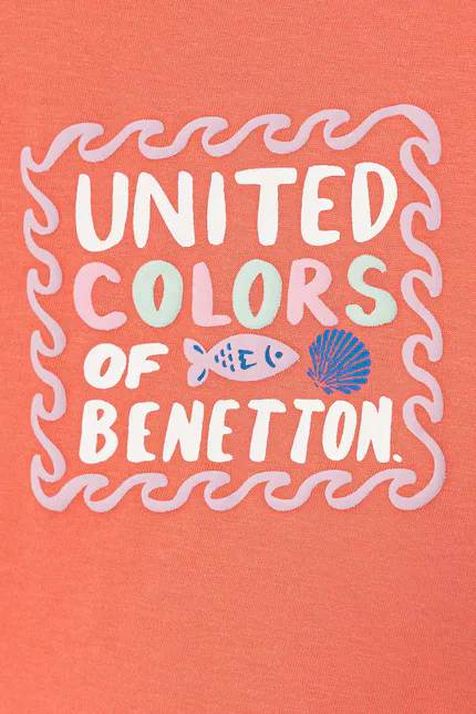 Топ без рукавов хлопковый United Colors of Benetton, оранжевый — фото 3