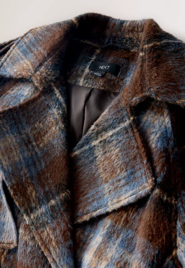 Тренчкот в клетку стандартного кроя Next, Chocolate Brown Check — фото 3