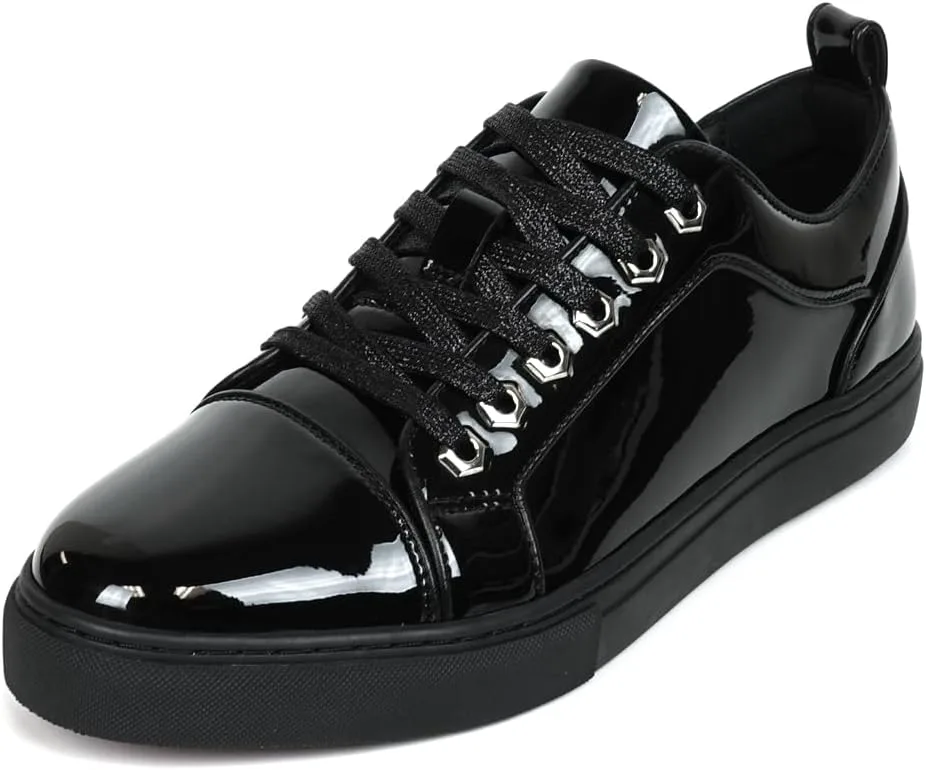 FI-2415-2 Patent Leather Cap tor Lace up Sneaker Fiesso by Aurelio Garcia, черный — фото 3