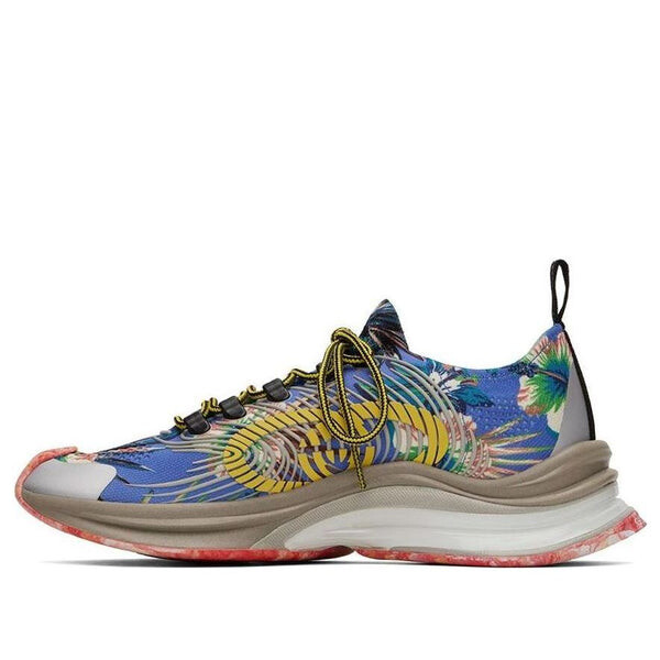 

Кроссовки marble and floral run sneakers 'blue yellow white' Gucci, синий
