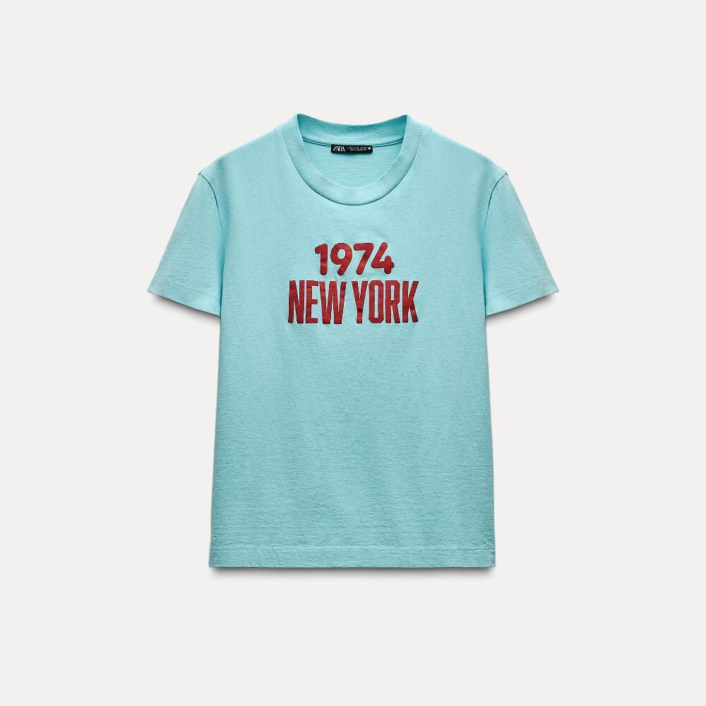 

Футболка Zara T-shirt, бирюзовый