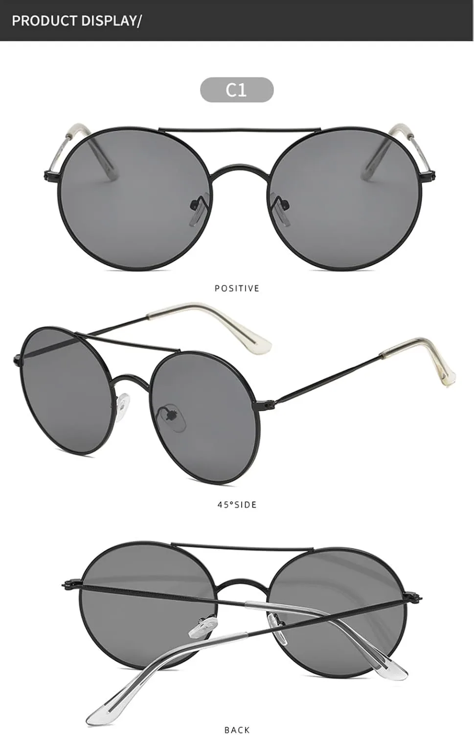 

Металлические ретро-солнцезащитные очки круглой формы 2026 года для мужчин и женщин, украшение для отдыха на природе (Цвет: D, Размер: Средний) MTZJH, Large