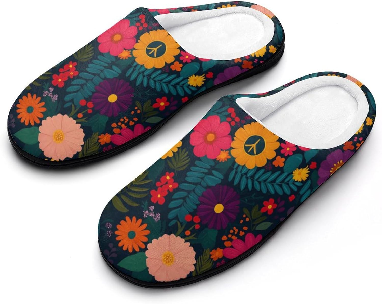

Винтажные мужские хлопковые тапочки с цветочным принтом, яркие ботанические, для дома и улицы, теплые, уютные, мягкие, с нескользящей подошвой Daihanle, Vintage Floral Colorful Botanical