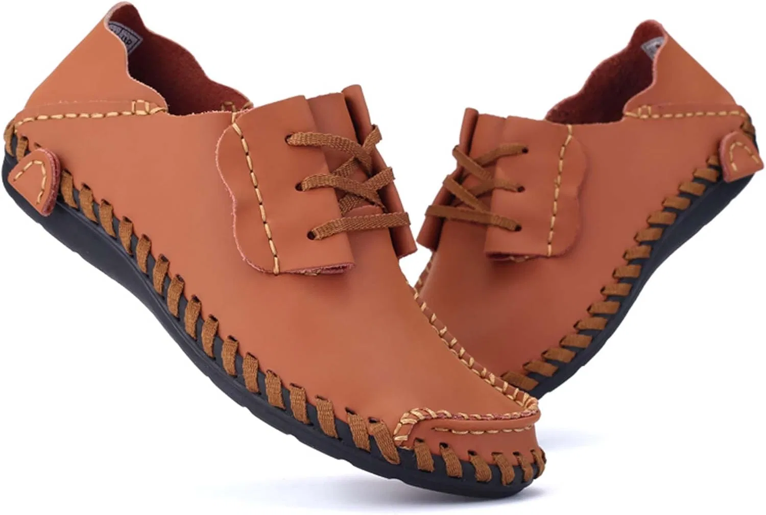 Лоферы кожаные мужские Vintage Lace-up Formal Shoes, коричневый — фото 3