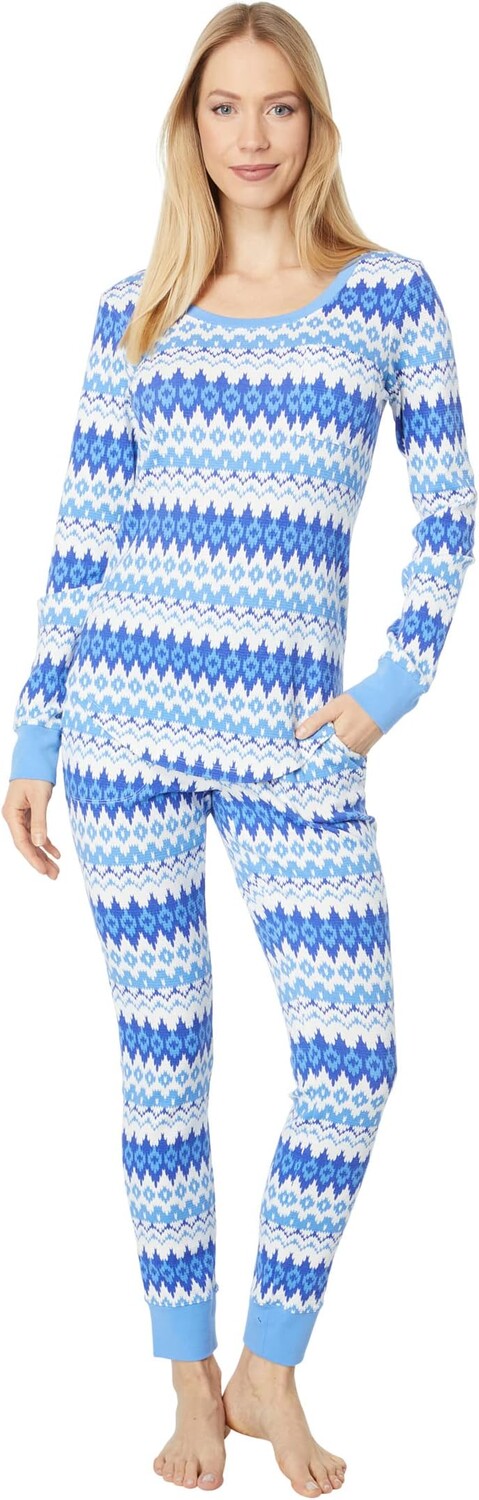 

Пижамный комплект L.L.Bean Mini Waffle Lounge Set Print, цвет Paperwhite Fair Isle